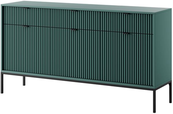 Selsey 'Vellore' Sideboard 3-türig, grün mit schwarzem Gestell, ca. 83 x 154 x 39 cm