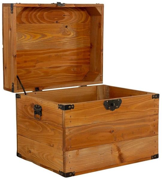 Kistenkolli Altes Land Allzweckkiste Holztruhe mit Deckel Elsa Ocker Schatztruhe Holzkiste Aufbewahrungskis (Spar-Set, 1er Set)