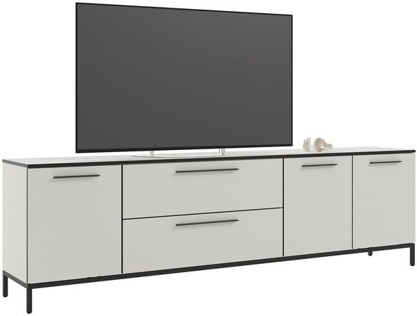 Lowboard >soul< in Pastellweiß - Metall schwarz matt - 225x66,1x40cm (BxHxT)