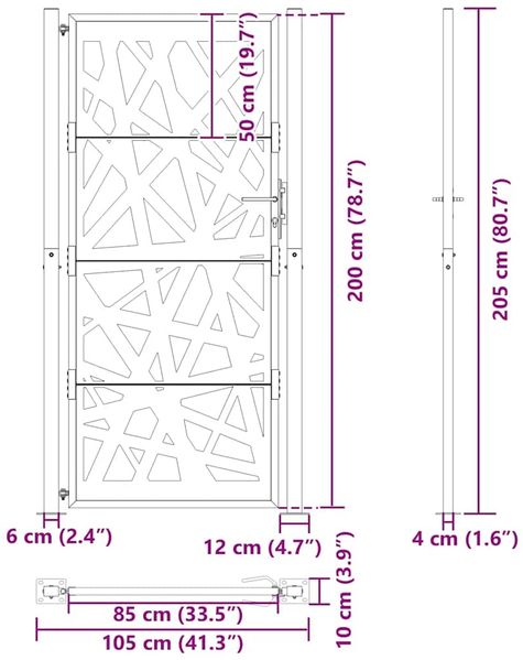 vidaXL Gartentor Schwarz 100x200 cm Stahl Leichtes Design 4100953 Bild 9