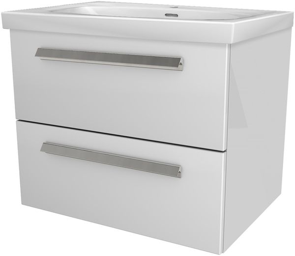 LANZET K1 Waschbecken mit Unterschrank, 61 cm breit, Weiß, Waschbecken Keramik Weiß