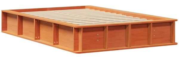 vidaXL Bettrahmen Wachsbraun 140 x 200 cm Massives Kiefernholz 3385717 Bild 4