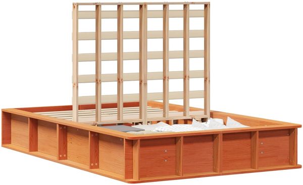 vidaXL Bettrahmen Wachsbraun 140 x 200 cm Massives Kiefernholz 3385717 Bild 2