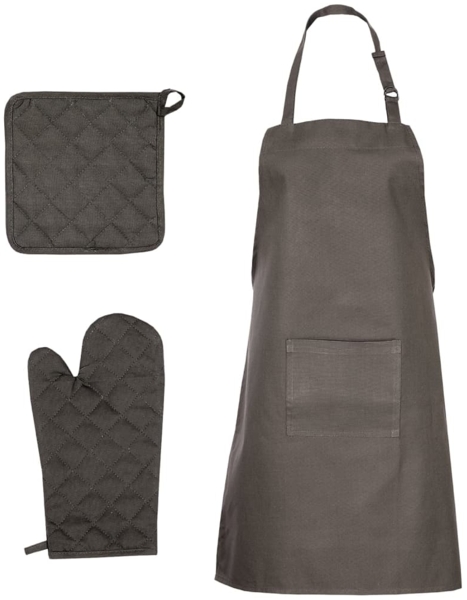 vidaXL 15-tlg. Handtuch-Set Ofenhandschuhe & Topfhalter, Baumwolle dunkelgrau