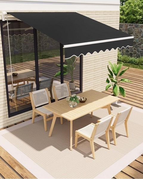GarveeMore Gelenkarmmarkise 350x250 cm,UV50+ & wasserabweisend mit Kurbel & Wandhalterung Länge + Winkel einstellbar,Markise für Terrasse & Balkon,Sonnenschutz