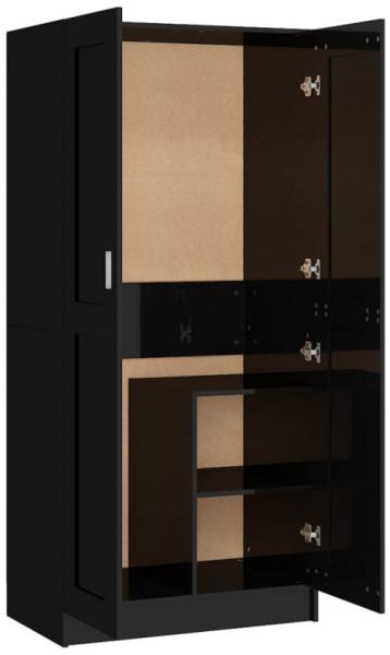 vidaXL Kleiderschrank Hochglanz-Schwarz 82,5 x 51,5 x 180 cm Spanplatte