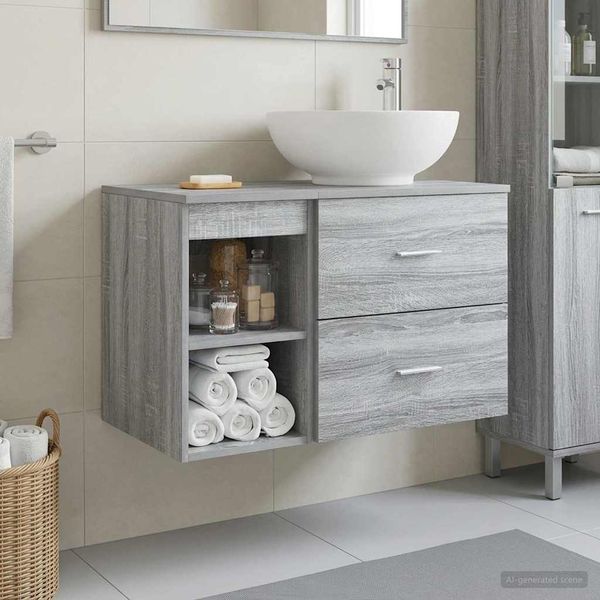 vidaXL Badezimmermöbel-Set 2 pcs Grau Sonoma Holzwerkstoff 3403917