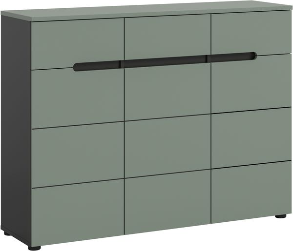 Schuhkommode (B/H/T: 94x120x37 cm) in Smoke Green Nachbildung