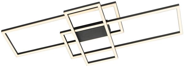 casa NOVA LED Deckenleuchte ARTIO, 3-flammig, Schwarz Matt, Metall, Acryl, Anpassung der Farbtemperatur, Dimmfunktion, Smart Home, LED fest integriert, Extra-Warmweiß, Neutralweiß, Tageslichtweiß, B 100 x T 70 cm, mit Fernbedienung