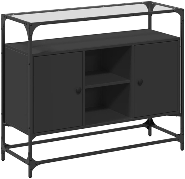 vidaXL Sideboard mit Glasplatte Schwarz 98x35x81 cm Holzwerkstoff 846069