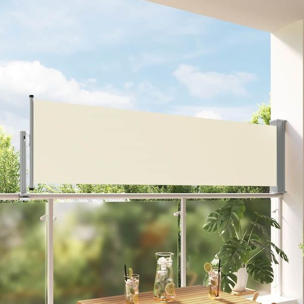 Ausziehbare Seitenmarkise, Sichtschutz 80x300 cm Creme