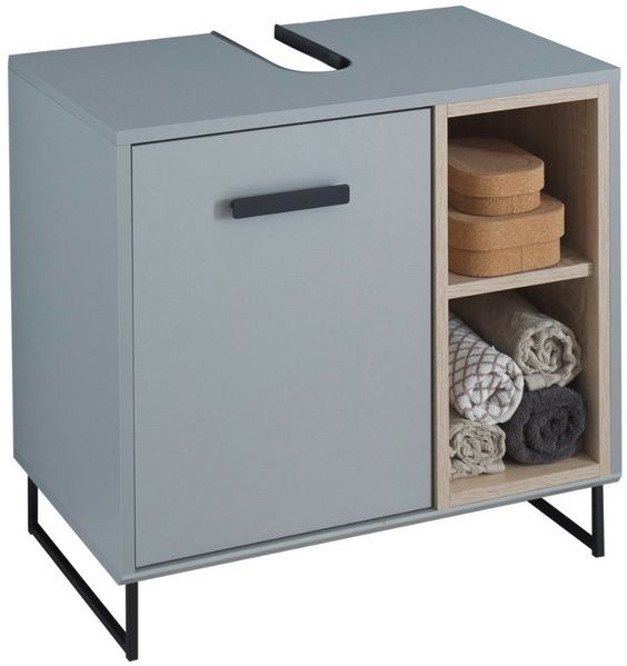 moebel-dich-auf Waschbeckenunterschrank Tours 65 cm Grau/Rahmen Sonoma