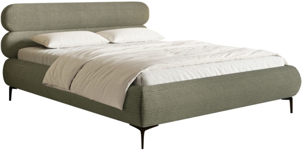Selsey 'Roule Cord' Polsterbett 160x200 mit Cordstoff und schwarzen Füßen, Olivgrün