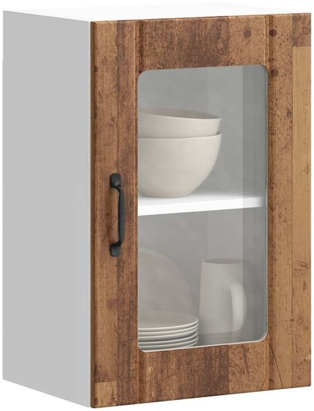 vidaXL Küchen-Hängeschrank mit Glastür Lucca Altholz-Optik 853775