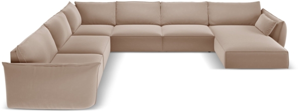 Micadoni Panorama-Ecksofa Kaelle 8-Sitzer Links Samt Beige