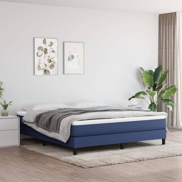 vidaXL Boxspringbett, Stoff, Blau, 160x200 cm