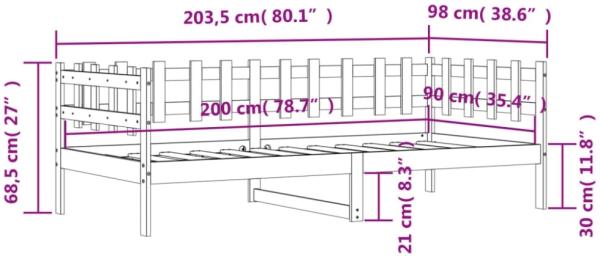 vidaXL Tagesbett ohne Matratze 90x200 cm Massivholz Kiefer 840379 Bild 7