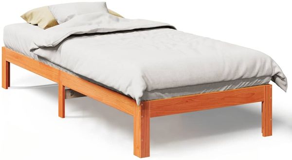 Einzelbetten, Betten für Erwachsene, Massivholzbett ohne Matratze Wachsbraun 80x200 cm Kiefernholz de4243