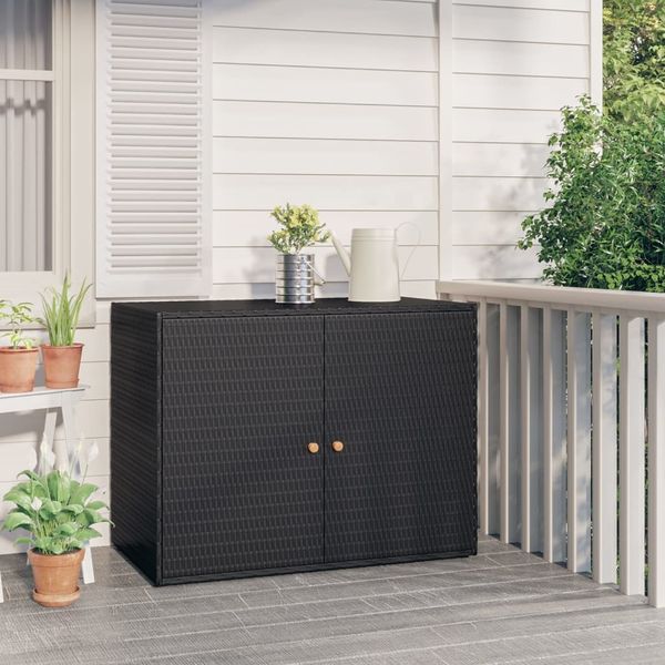 vidaXL Gartenschrank Schwarz 100 x 55,5 x 80 cm Poly Rattan 319868