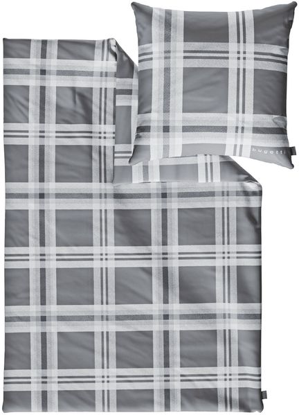 IBENA Bettwäsche Satin BUGATTI BL 155x220 cm grau Bettbezug Bettzeug