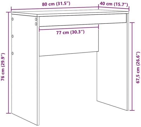 vidaXL Schreibtisch Sonoma-Eiche 80 x 40 x 76 cm 869388 Bild 10