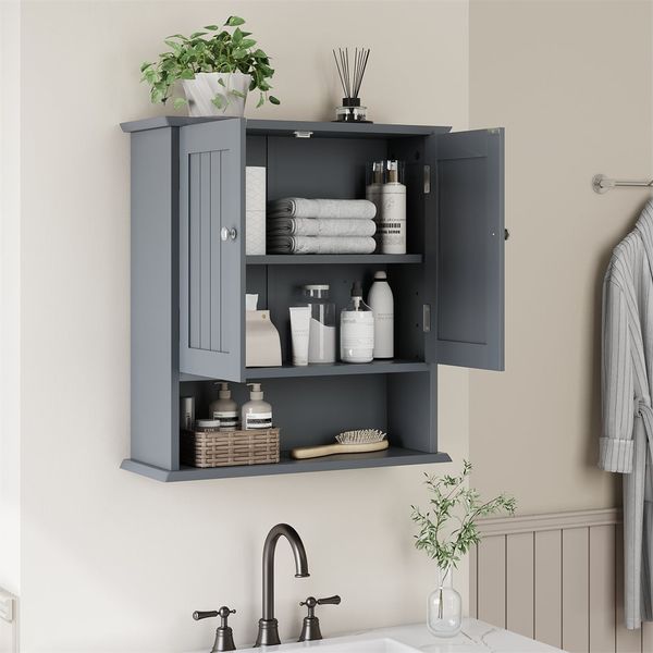 MODFU Badkommode Badkommode Badezimmerschrank (Badezimmerschrank wandmontiert, Medizinschrank mit Doppeltüren & verstellbaren Regalen, platzsparend für Bad, Küche, Waschraum, Wohnzimmer)
