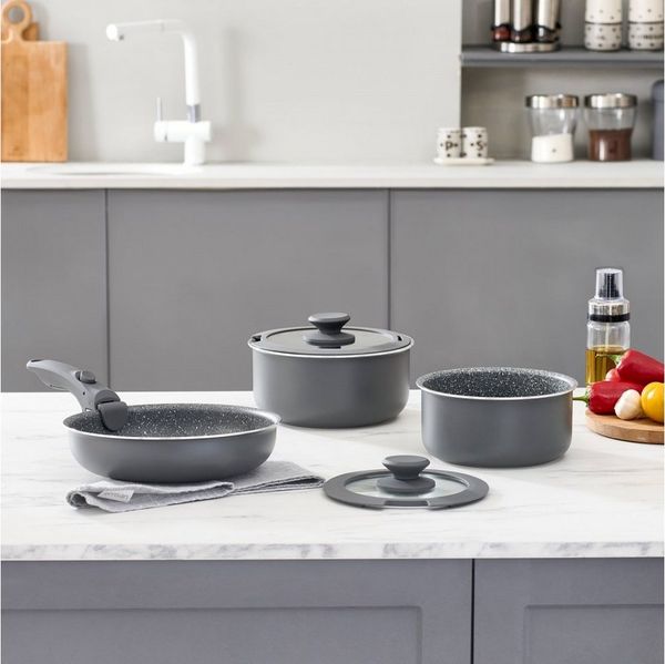 Karaca Topf-Set Karaca Comfort Keramik Kochgeschirrset, 6-teilig, PFAS-frei, Schwarz