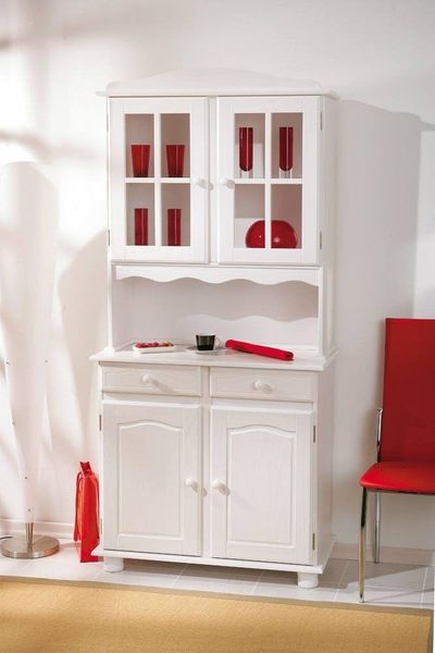 Dmora Sideboard mit zwei Türen und zwei Schubladen, weiße Farbe, 88 x 198 x 32 cm
