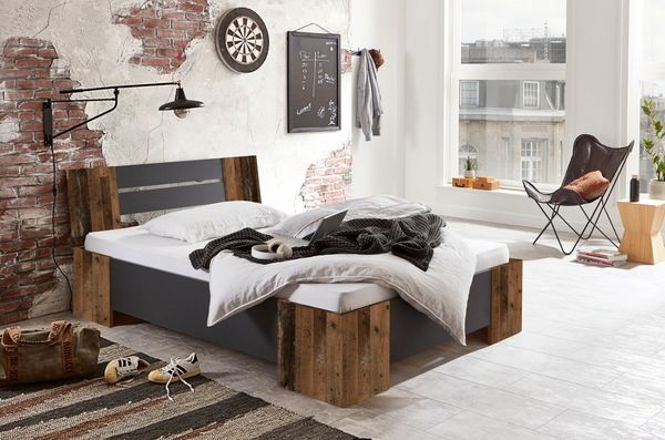 moebel-dich-auf Futonbett LINZ (Bett 140x200, in verschiedenen Farben), Made in Germany, optional mit Rollrost