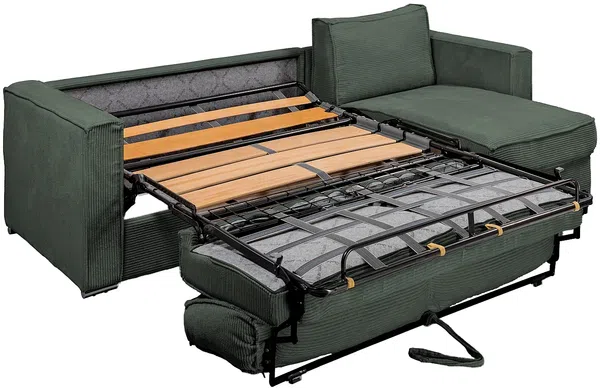 Vente-unique - LORETO Sofa SamtStoff Grün - B 223 cm152 cm x H 90 cm x L 278 cm Bild 5
