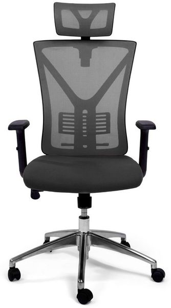 TPFLiving Bürostuhl Zeus mit Castor Rollen und Lordosenstütze aus Mesh Stoff (XXL Bürostuhl, ergonomisch gepolsterter Schreibtischstuhl), moderner Drehstuhl XXL Chefsessel, Belastbarkeit 150 kg - Grau
