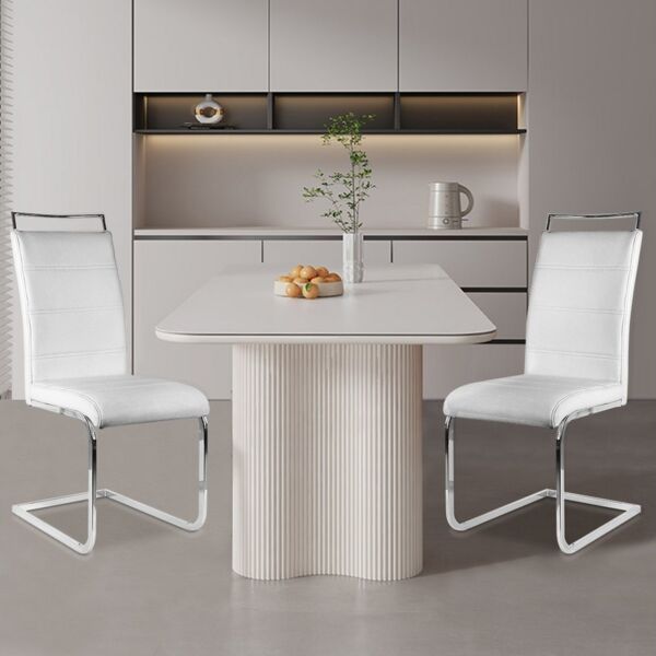 JEOBEST Freischwinger Stuhl Esszimmerstuhl mit Hoher Rücklehne, Metallgestell, Küchenstuhl, (2 St) Polsterstuhl, für Wohnzimmer Konferenzraum und Esszimmer
