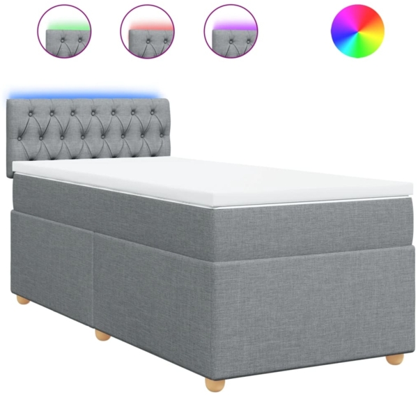 vidaXL Boxspringbett mit Matratze Hellgrau 80x200 cm Stoff 3288814