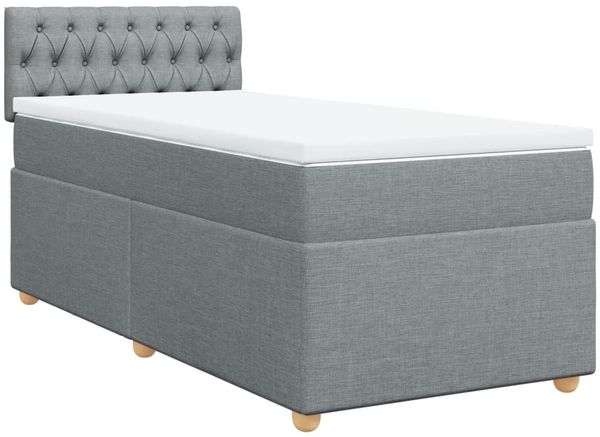 vidaXL Boxspringbett mit Matratze Hellgrau 80x200 cm Stoff 3288814 Bild 3