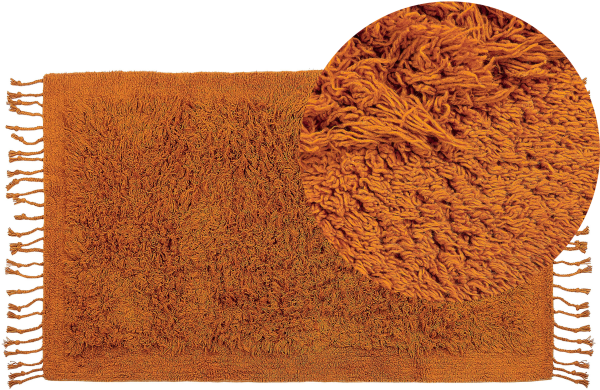 Teppich Baumwolle orange 80 x 150 cm Fransen Shaggy BITLIS