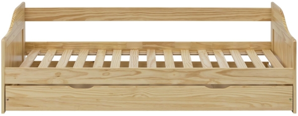 Bett Kiefer massiv Natur lackiert 1 Schublade 2 Lattenroste
