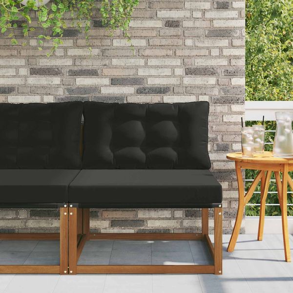 vidaXL Outdoor Mittelsofa Massives Akazienholz und Textilene Natur 900635
