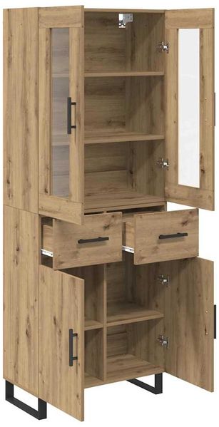 vidaXL Highboard 2 pcs Artisan-Eiche Engineered Wood und Glas 3415862 Bild 5
