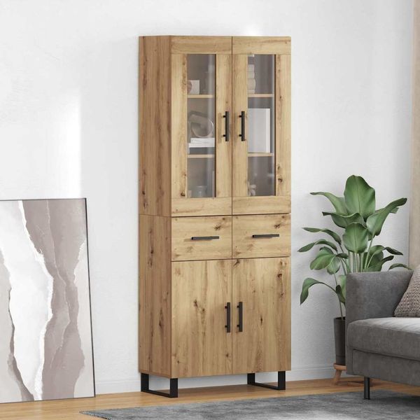 vidaXL Highboard 2 pcs Artisan-Eiche Engineered Wood und Glas 3415862