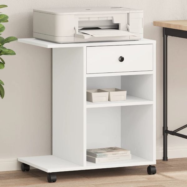 vidaXL Druckerständer mit Rollen Weiß 60x40x68,5 cm 840639