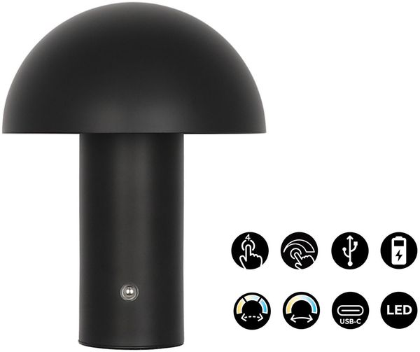 s.Oliver LED Tischleuchte Hillu, Dimmer, Dimmfunktion, Ein-/Ausschalter, USB-Anschluss mit Ladefunktion, USB-Ladefunktion, mehrere Helligkeitsstufen, LED fest integriert, warmweiß - kaltweiß, dimmbar, Typ-C-Ladekabel, CCT, Akku, Tischlampe kabellos, Ak...