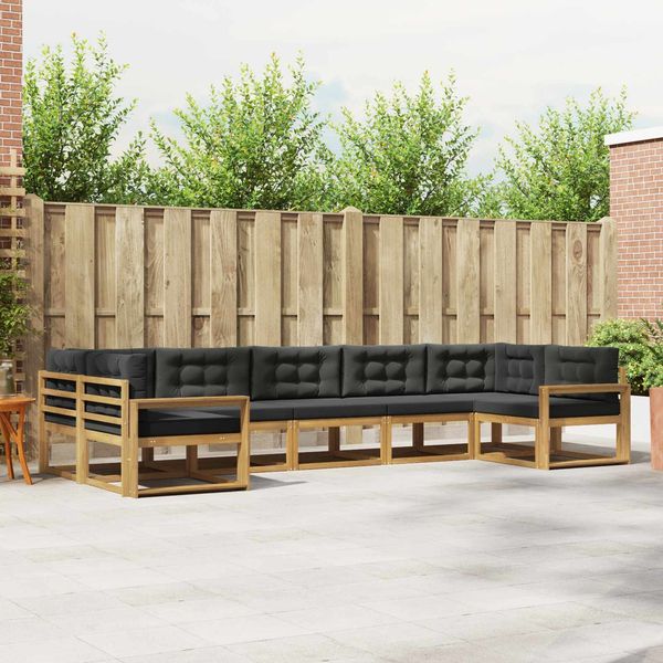 vidaXL Outdoor-Sofagarnitur mit Kissen 7 pcs Weiß und Anthrazit 3386976