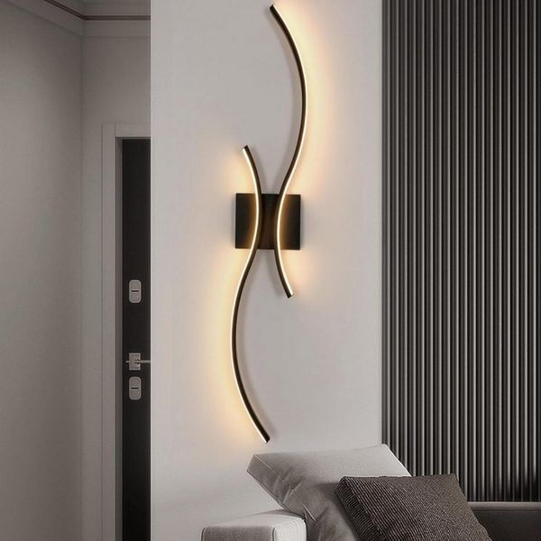 Riserva Wandleuchte Skandinavische Moderne Wandleuchte Schwarz, 80cm, 3000K Warmweiß, 25W