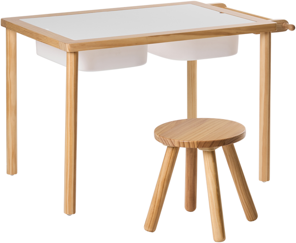 Kindertisch und Stuhlset KEMPSEY Hellbraun mit Stauraum