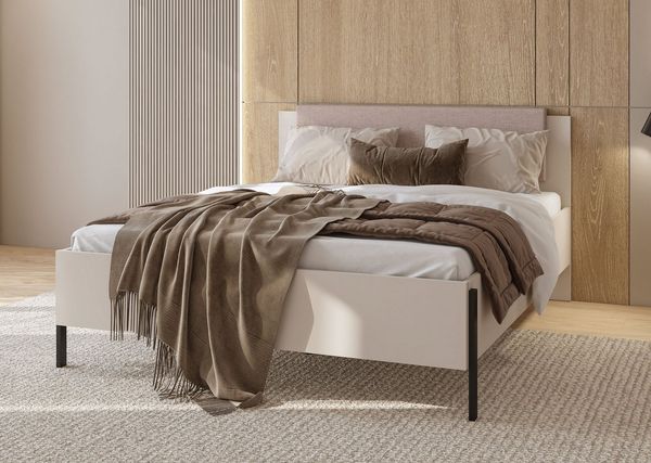 OTTO home Bett Jukon, mit gepolstertem Kopfteil, Füße aus Metall, modernes Design (3 Breiten:100cm, 160cm und 180cm), in drei Größen, perfekt auch als Jugendbett