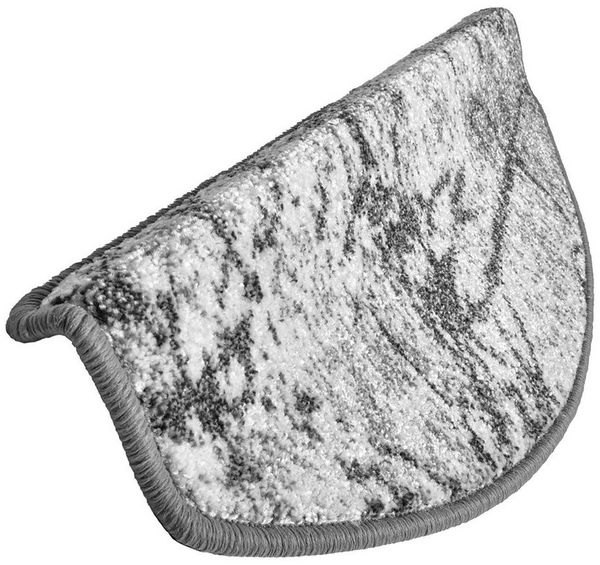 oKu-Tex Stufenmatte SOFT Marmor Design, 15-teilig, selbstklebend, Halbrund, Stufenmattenset 15 Stück, Marmoroptik, weicher Kurzflor