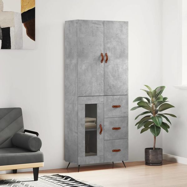 vidaXL Highboard Betongrau 69,5x34x180 cm Holzwerkstoff 3195935