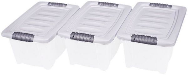 Spetebo Stapelbox 3er Stapelbox Multi Allzweck Box mit Deckel - 7 L (Set, 1 St, 3er Set), Deckel mit Klappverschlüssen und Griffen