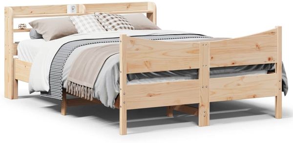 vidaXL Massivholzbett mit Kopfteil 135x190 cm Kiefer 3307059