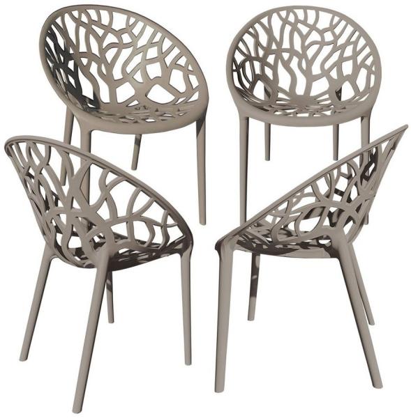 TRISENS Gartenstuhl Delia (einzeln oder im Set, 4 St), Terrassenmöbel aus einem Guss Stapelstuhl für Außen- und Innenbereich